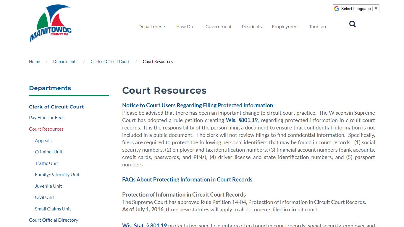 Manitowoc County - Court Resources